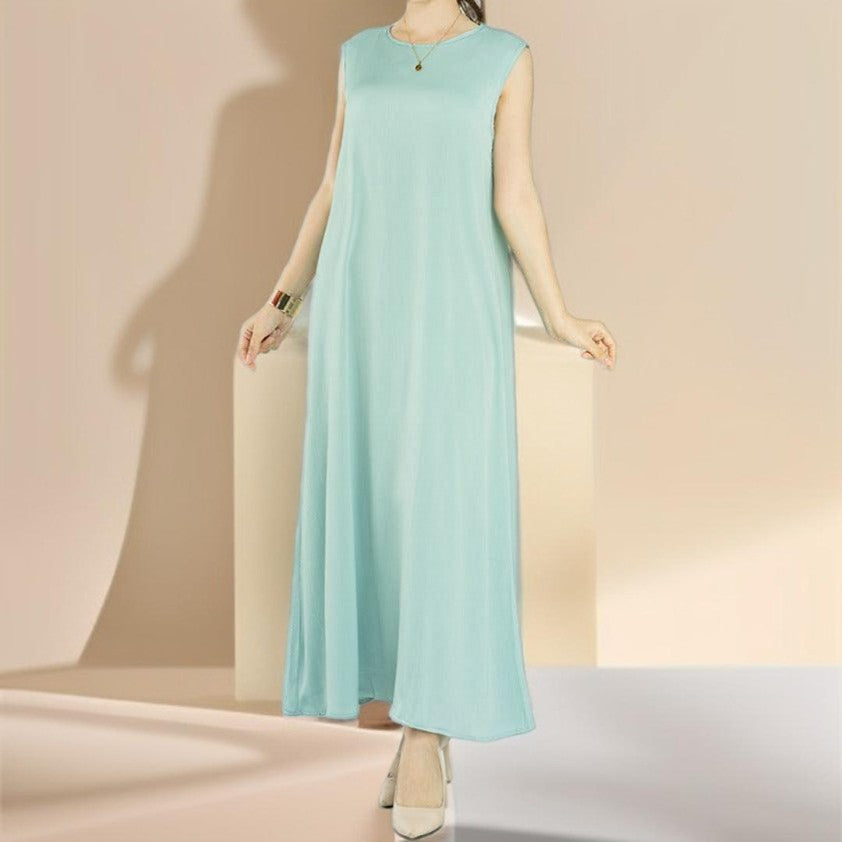 Simple solid color satin abaya - Try Modest Limited 