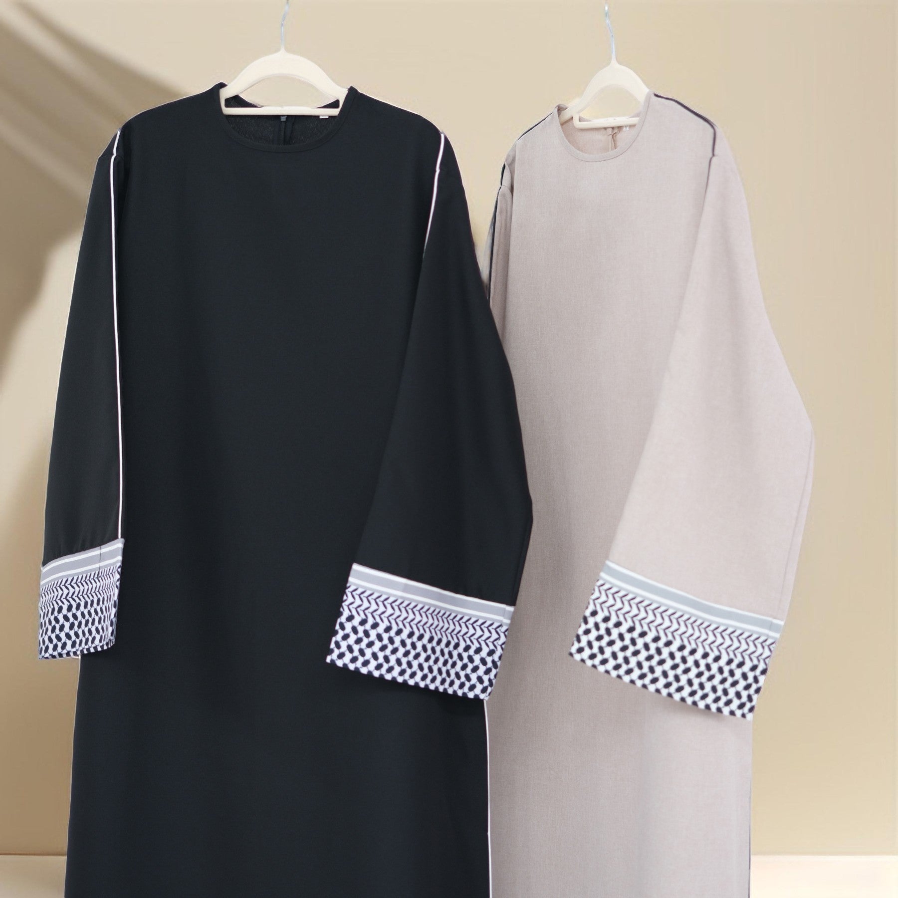 Palestine Kufiyah Inspired Linen Abaya - Try Modest Limited 