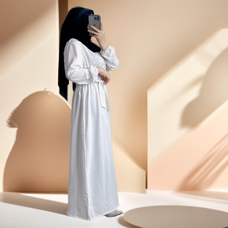 Party dress with pearls and belt - Try Modest Limited