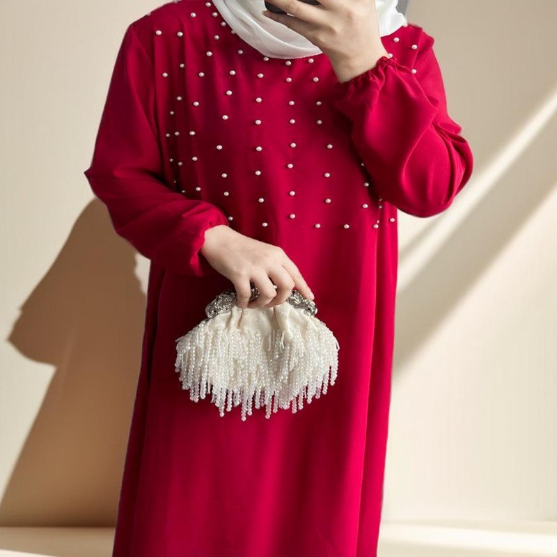 Party dress with pearls and belt - Try Modest Limited