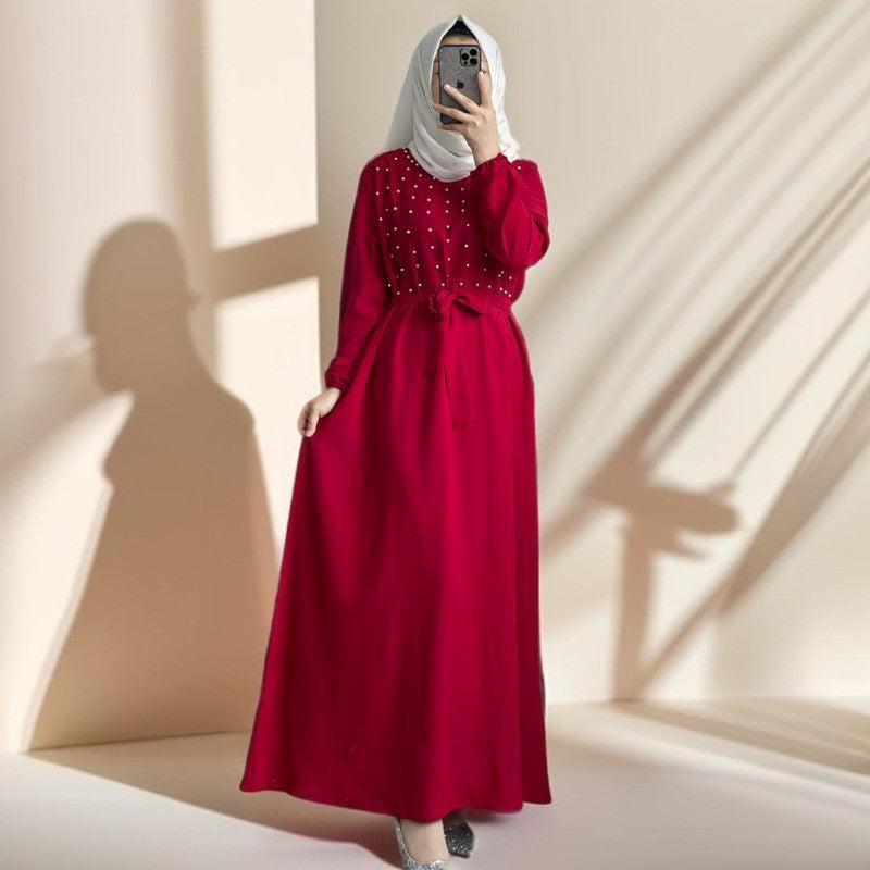 Party dress with pearls and belt - Try Modest Limited