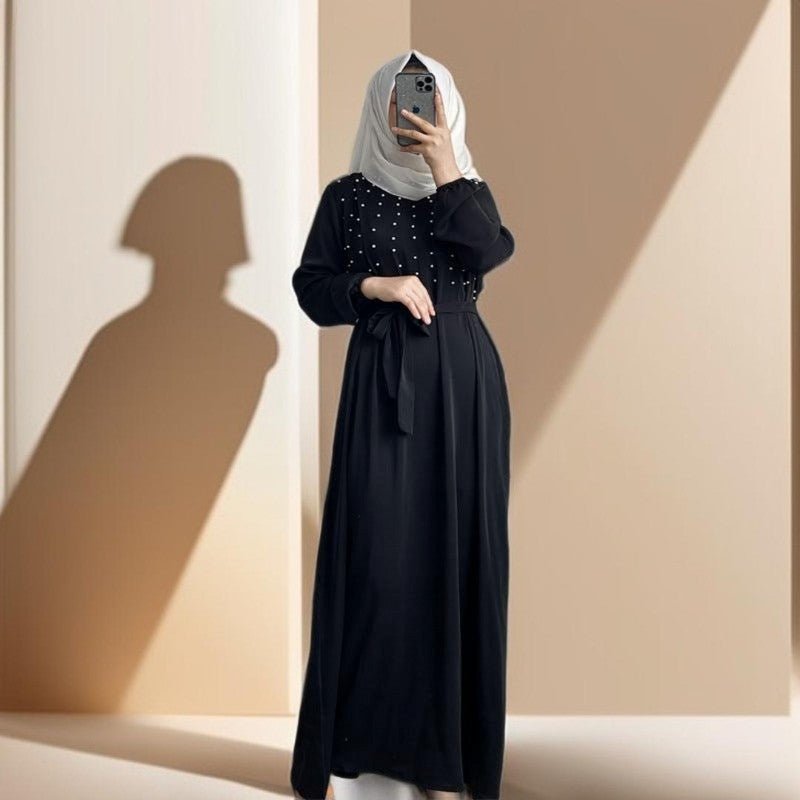 Party dress with pearls and belt - Try Modest Limited