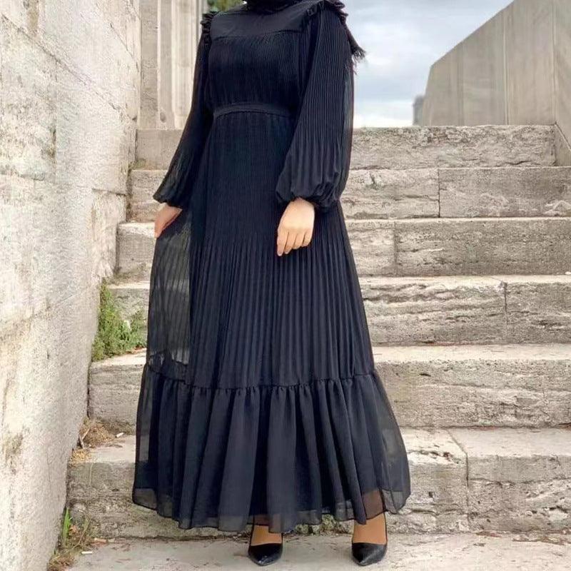 Pleated Turtleneck Dress - Try Modest Limited