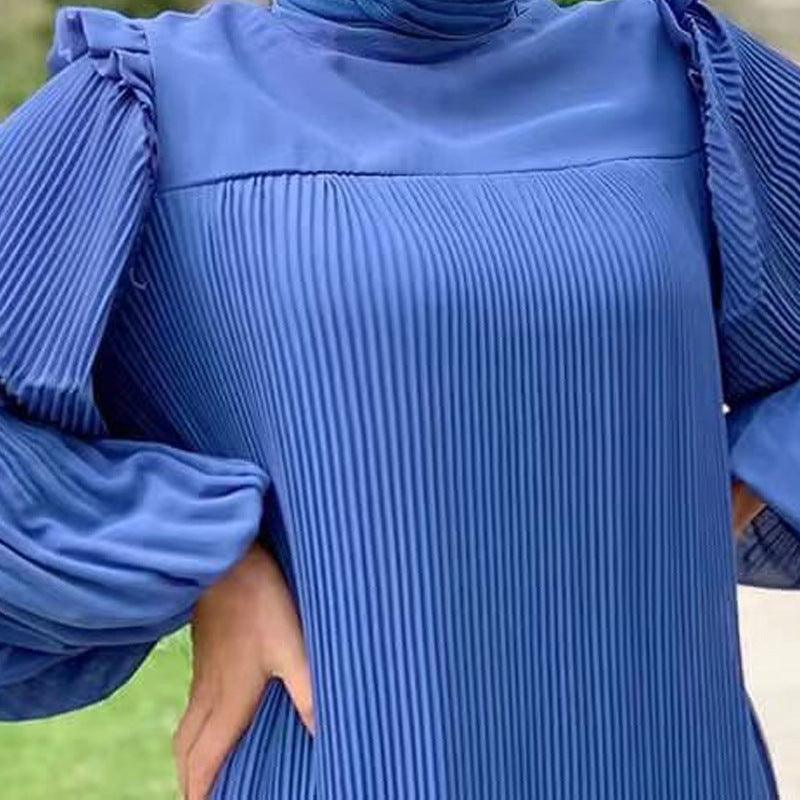 Pleated Turtleneck Dress - Try Modest Limited