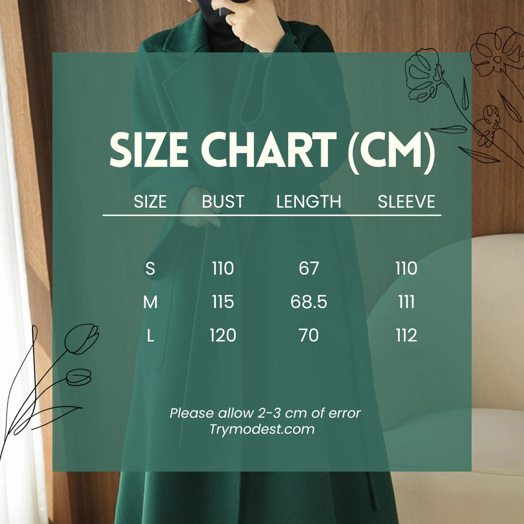 Premium Autumn/Winter Mid-Length Cashmere Coat - Try Modest Limited