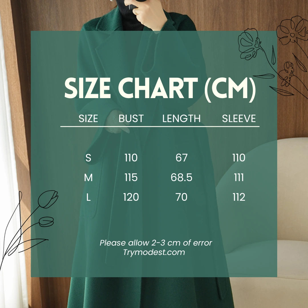 Premium Autumn/Winter Mid-Length Cashmere Coat - Try Modest Limited