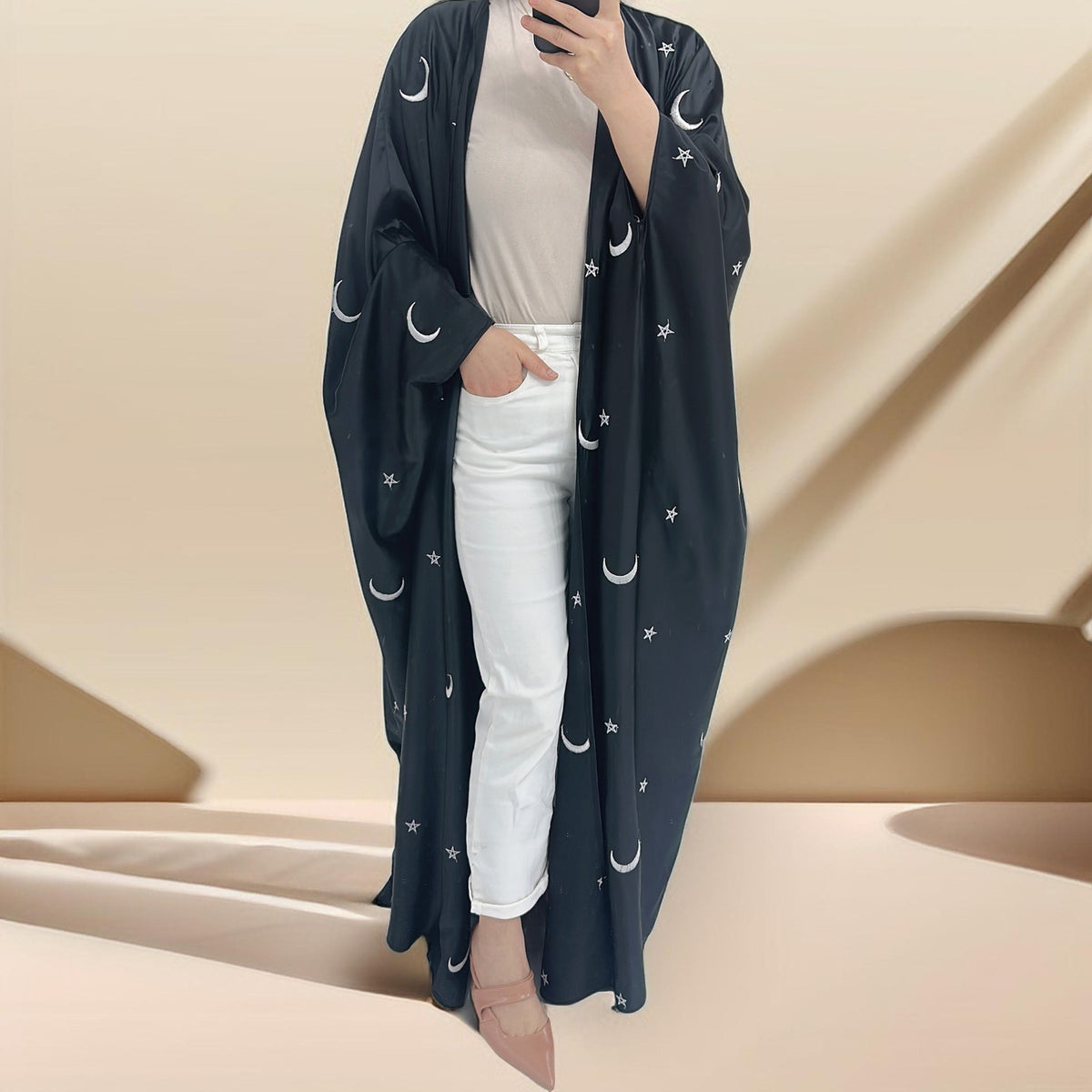 Qamar Ramadan Satin Moonlight Abaya - Try Modest Limited
