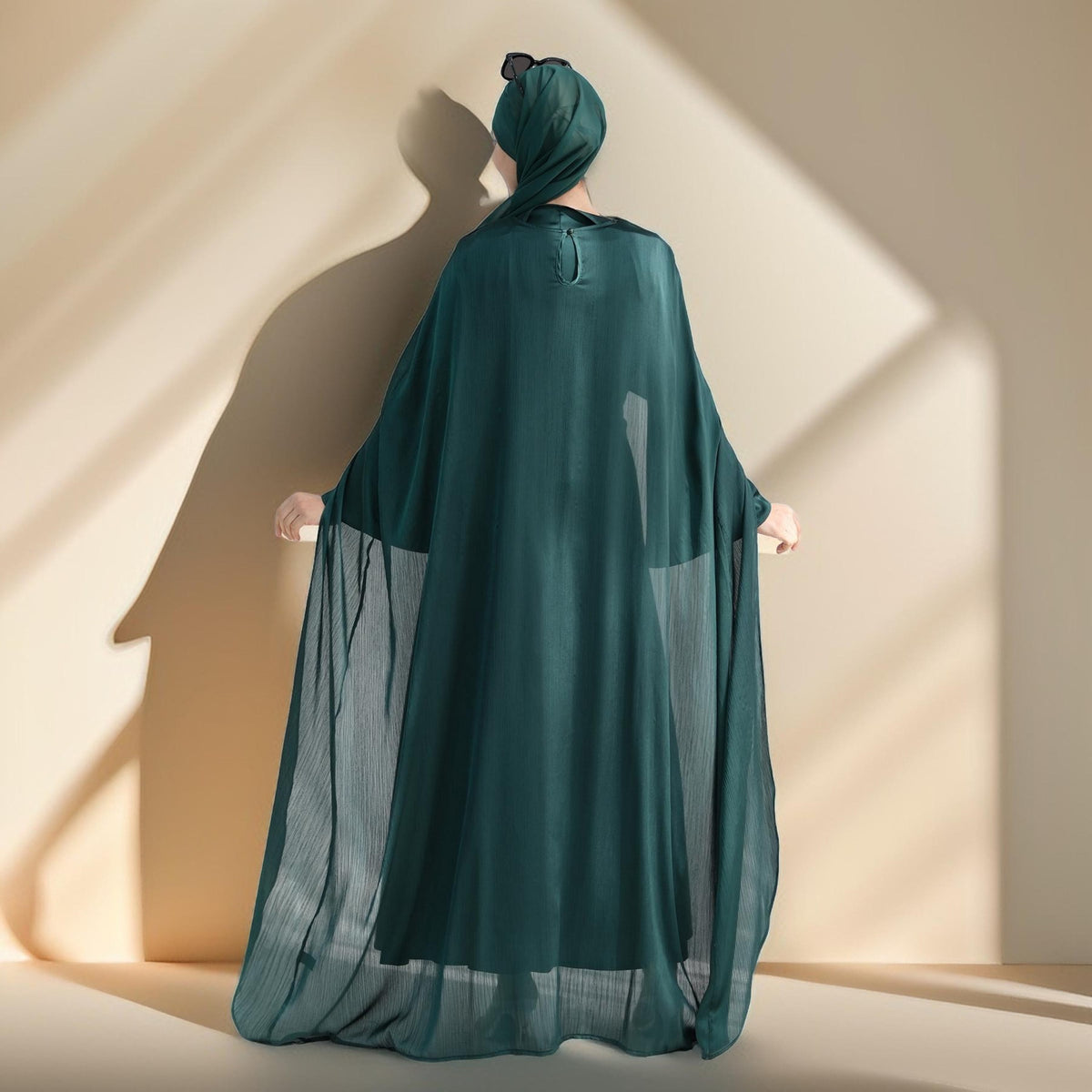 Raneem Satin Dress with Chiffon Cape - Try Modest Limited