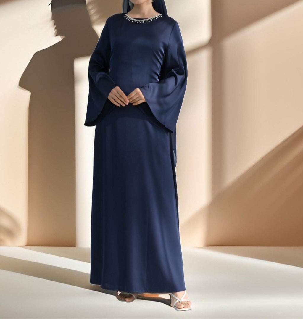 Raneem Satin Dress with Chiffon Cape - Try Modest Limited