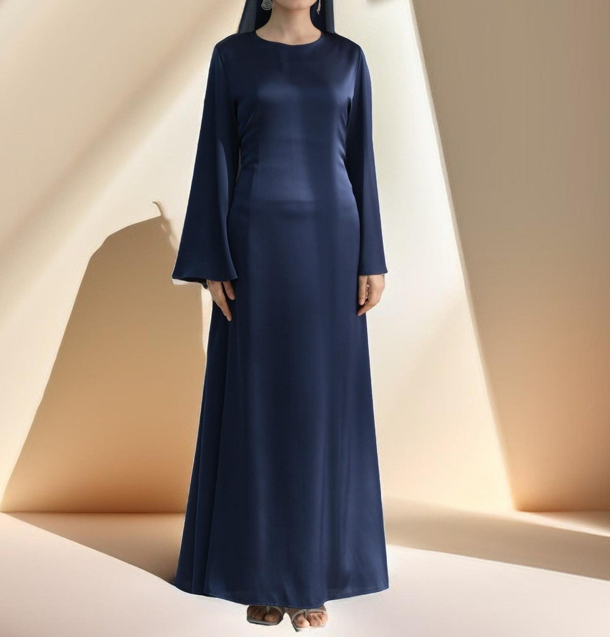 Raneem Satin Dress with Chiffon Cape - Try Modest Limited