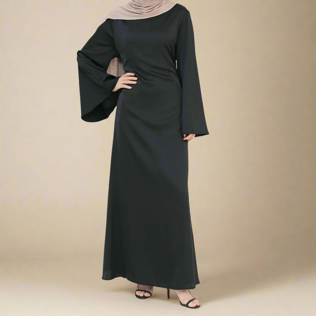 Raneem Satin Dress with Chiffon Cape - Try Modest Limited
