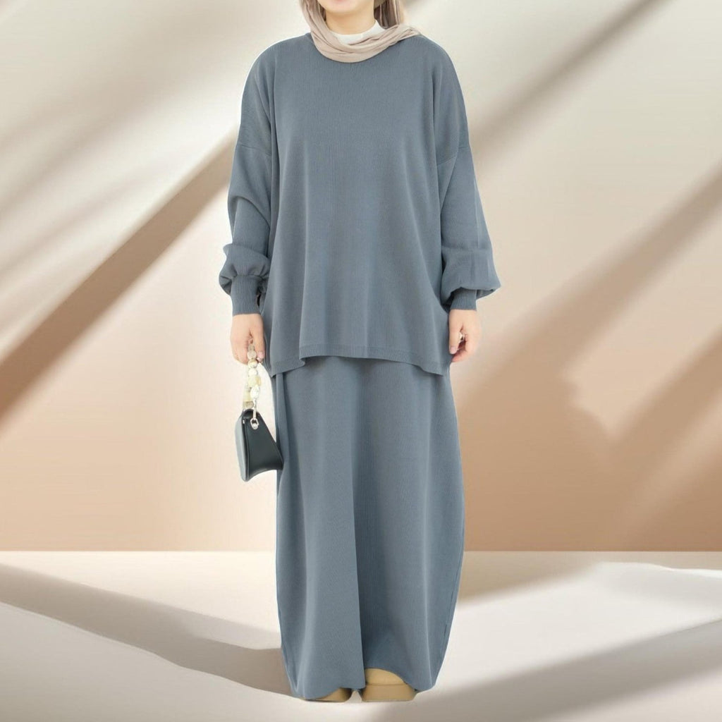 Rania 2 PC Knit Maxi Skirt and Top Set - Try Modest Limited