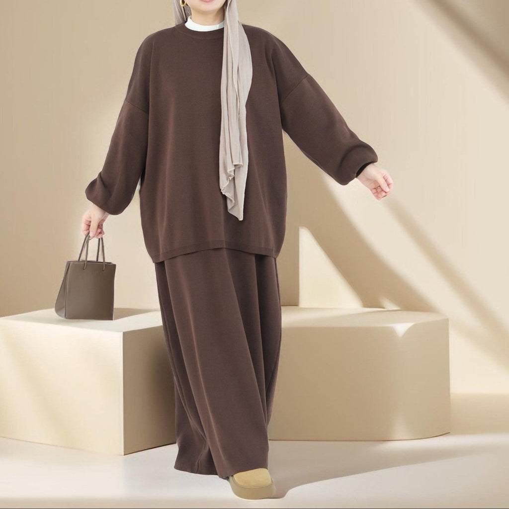 Rania 2 PC Knit Maxi Skirt and Top Set - Try Modest Limited