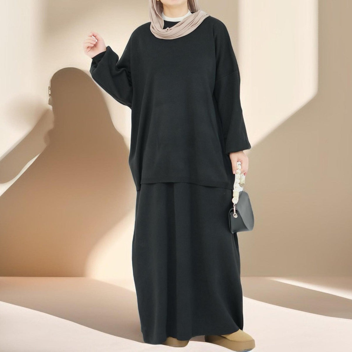 Rania 2 PC Knit Maxi Skirt and Top Set - Try Modest Limited