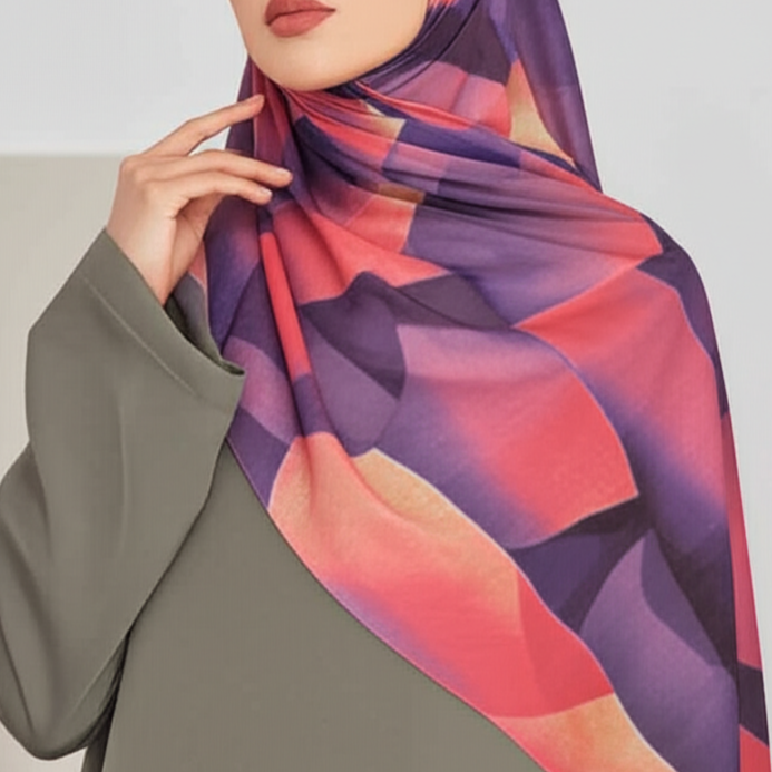 Raspberry Checkers Print Modal Hijab - Try Modest Limited
