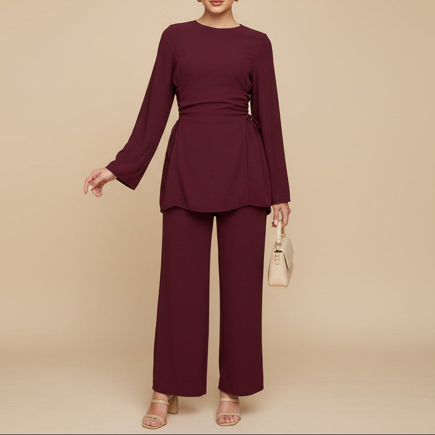 Set coordinato di tunica e pantaloni Raya Modest con cintura in vita