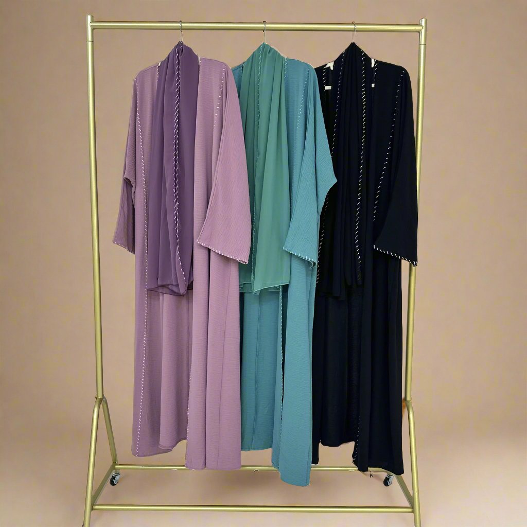 Reem abaya and hijab set with exquisite stitching - Try Modest Limited