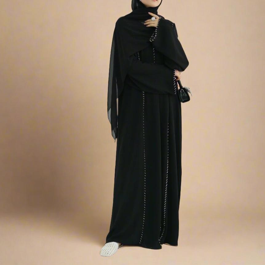 Reem abaya and hijab set with exquisite stitching - Try Modest Limited