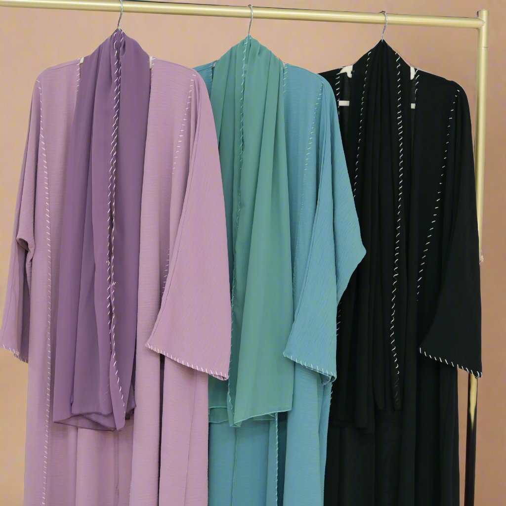 Reem abaya and hijab set with exquisite stitching - Try Modest Limited