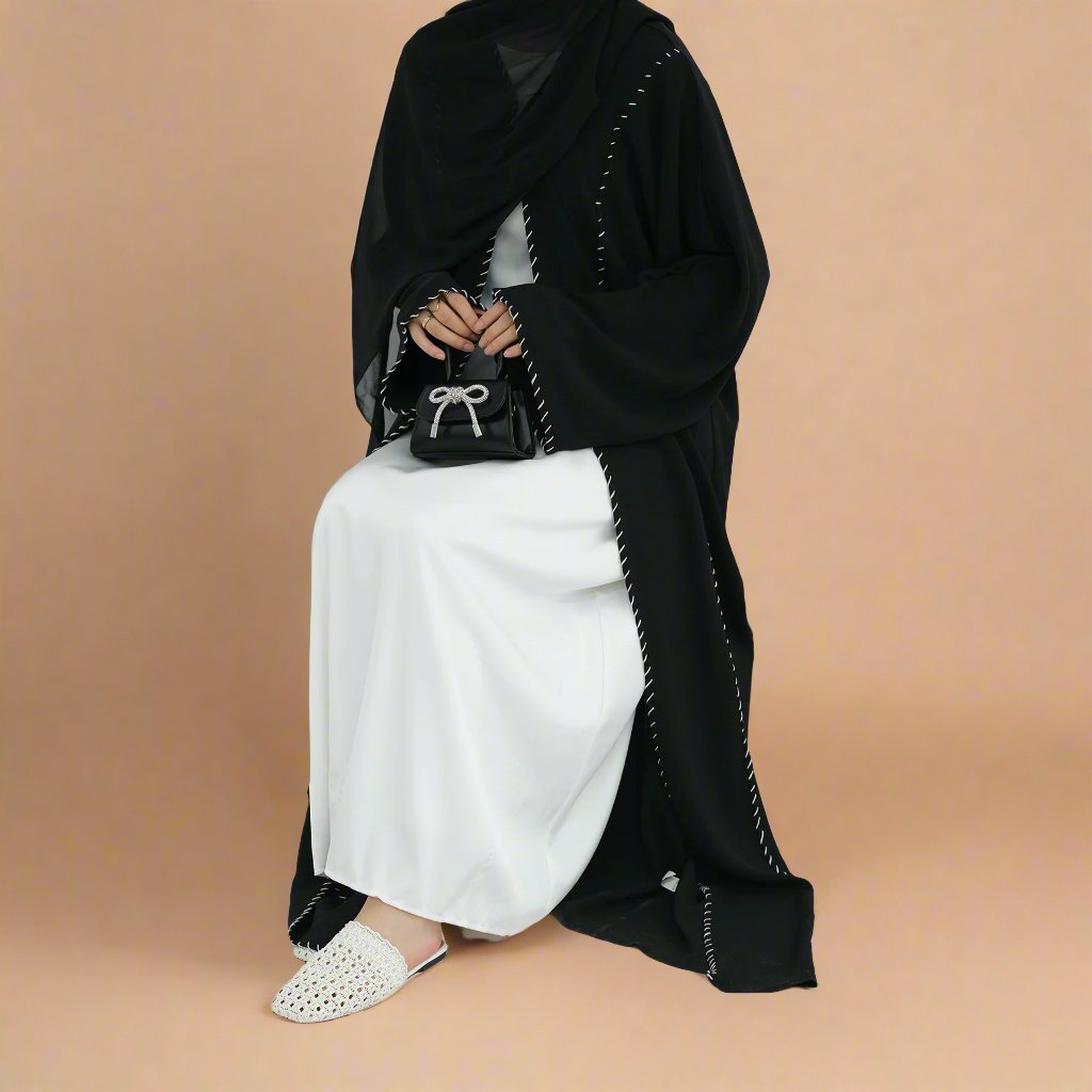 Reem abaya and hijab set with exquisite stitching - Try Modest Limited