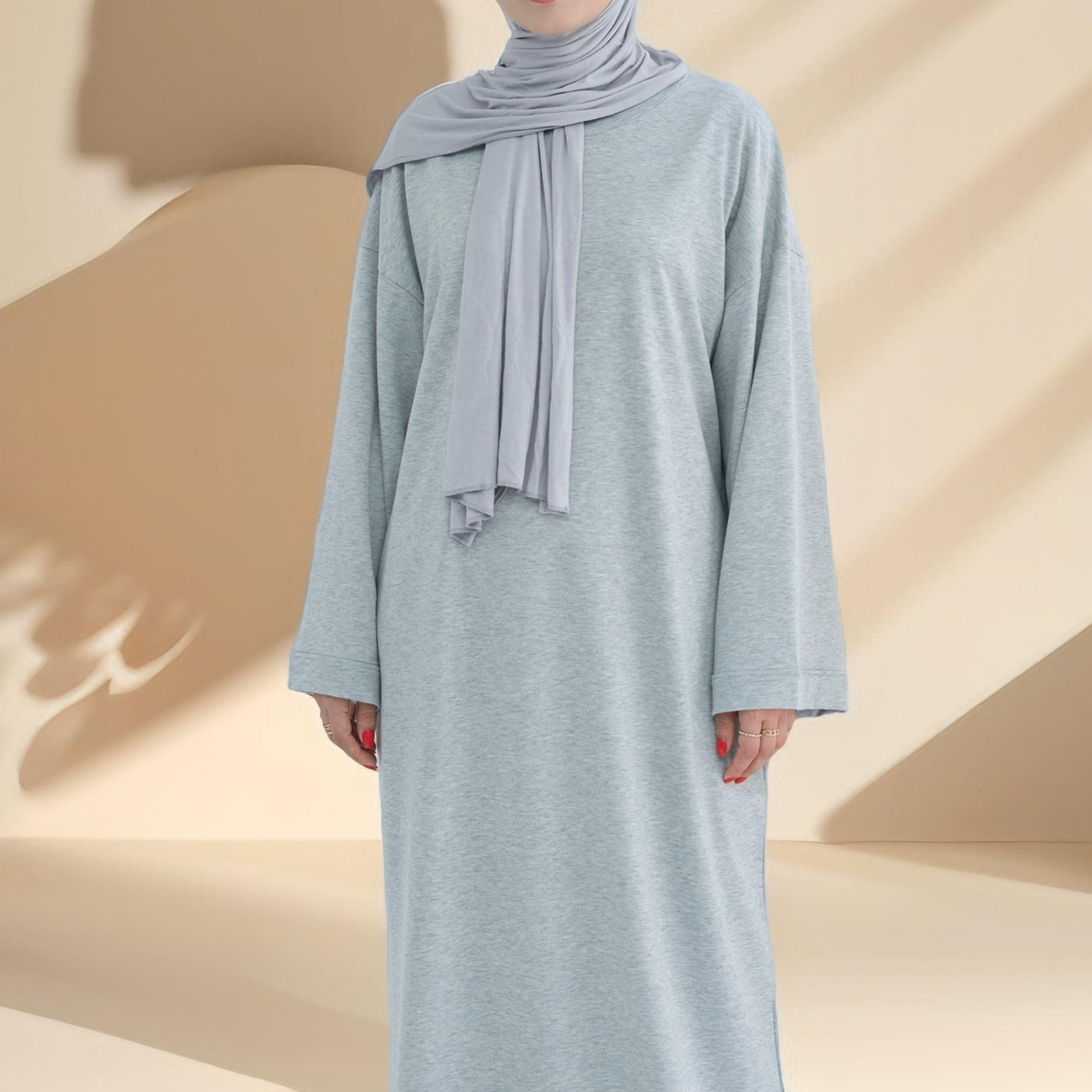 Relaxed Sweatshirt Solid Color Abaya with Pockets Try Modest Limited