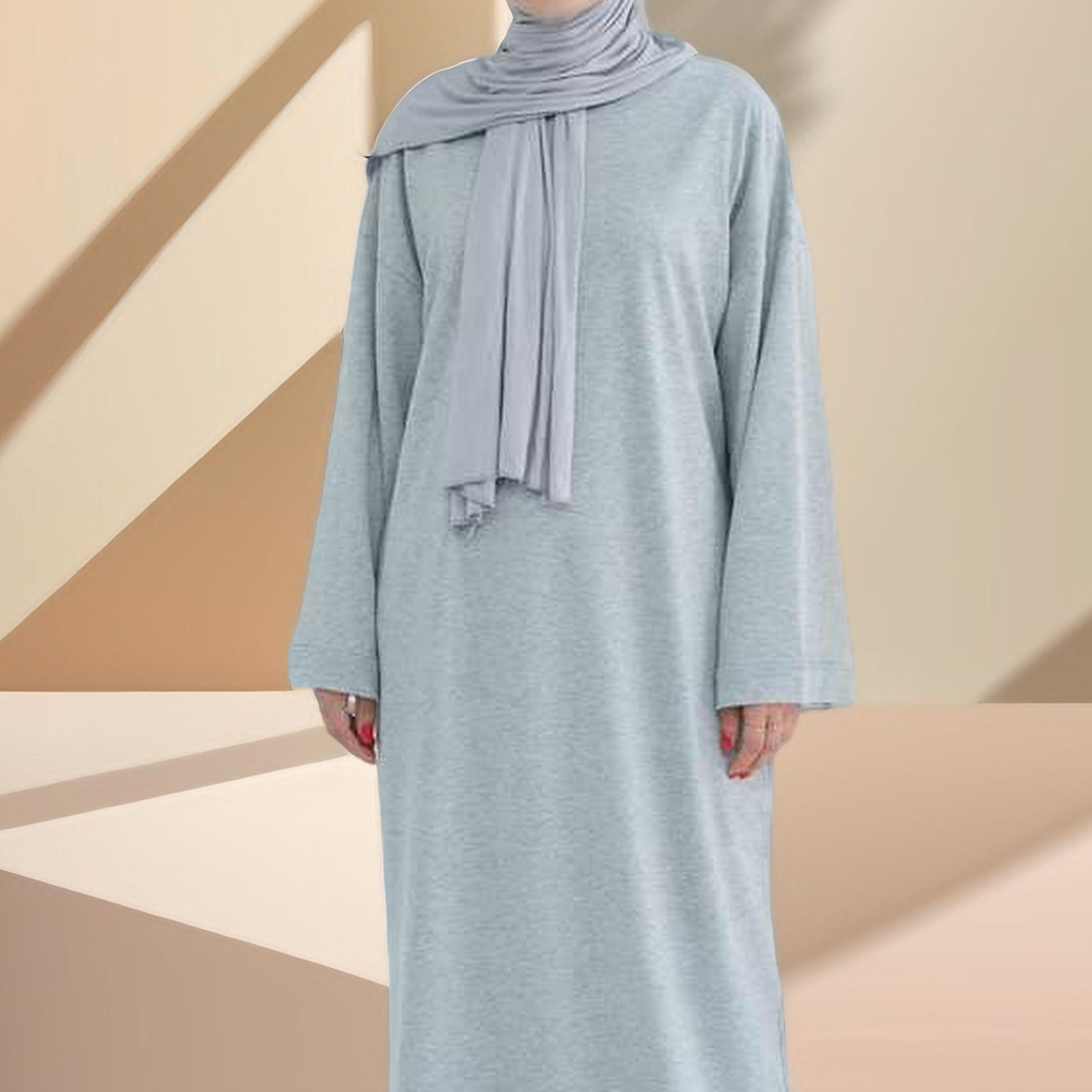 Relaxed Sweatshirt Solid Color Abaya with Pockets Try Modest Limited