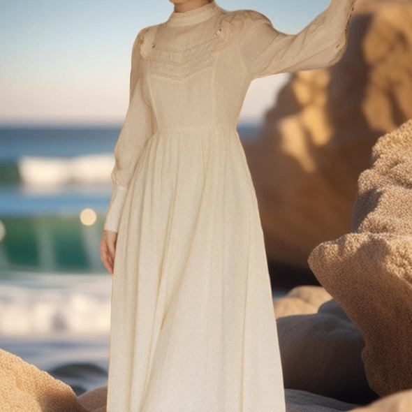 Retro Long-sleeved Dress - Try Modest Limited