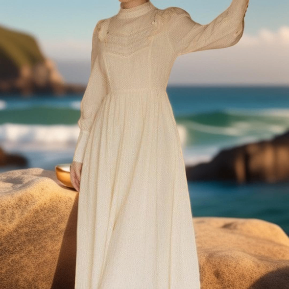 Retro Long-sleeved Dress - Try Modest Limited
