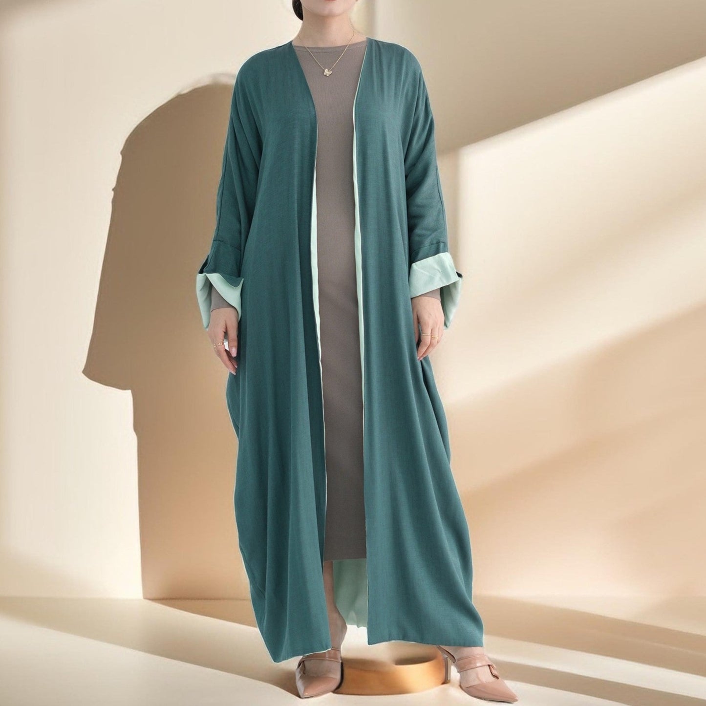 Reversible Double-Sided Kimono Abaya with Split Sleeves - Try Modest Limited 