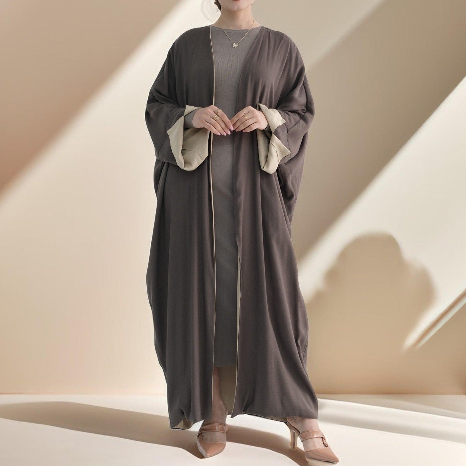 Reversible Double-Sided Kimono Abaya with Split Sleeves - Try Modest Limited 