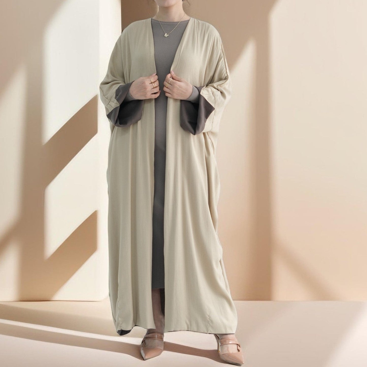 Reversible Double-Sided Kimono Abaya with Split Sleeves - Try Modest Limited 