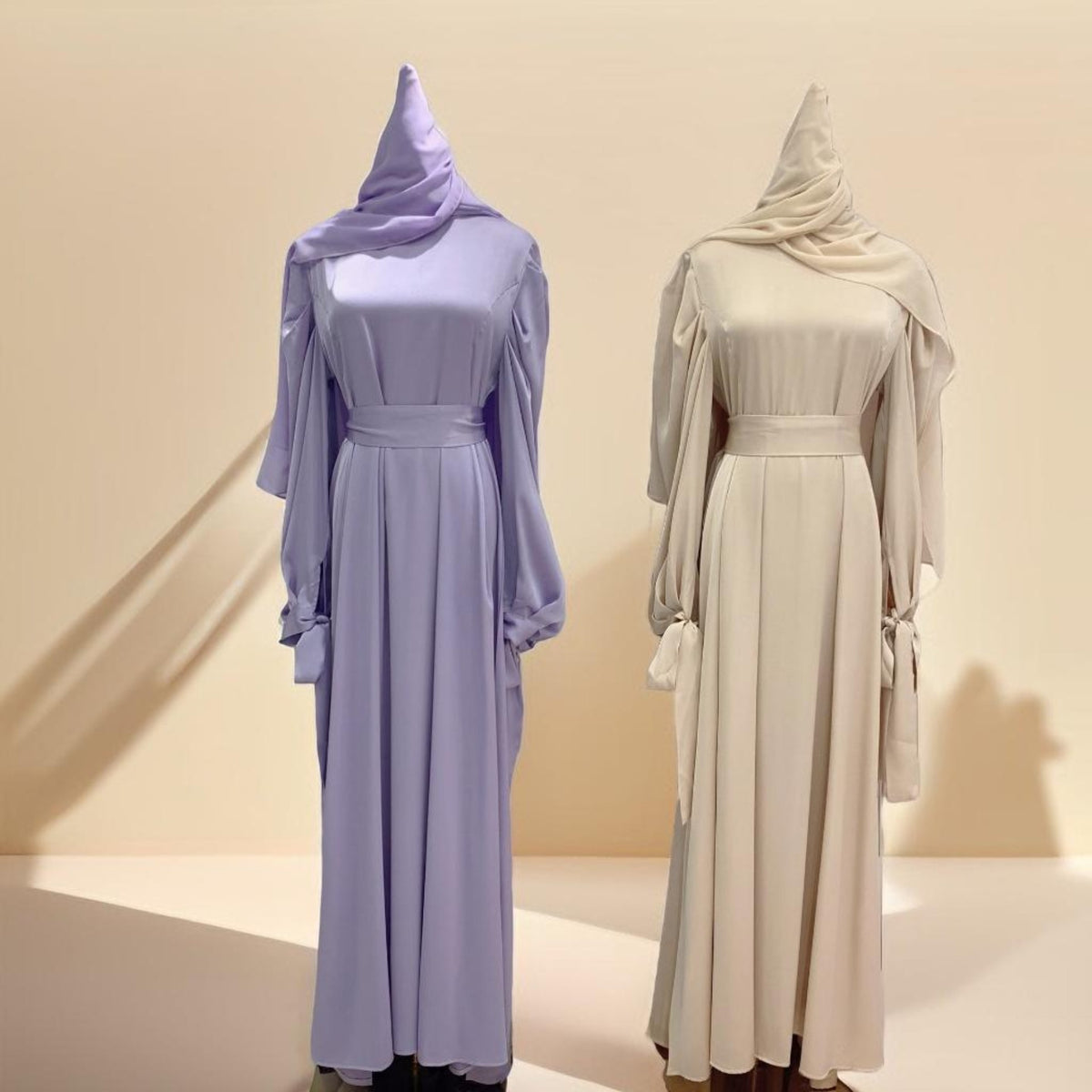 Ribbon-style evening dress with Balloon sleeve - Try Modest Limited