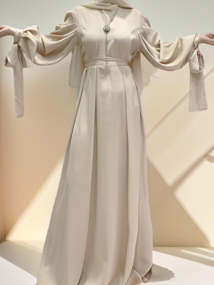 Ribbon-style evening dress with Balloon sleeve - Try Modest Limited