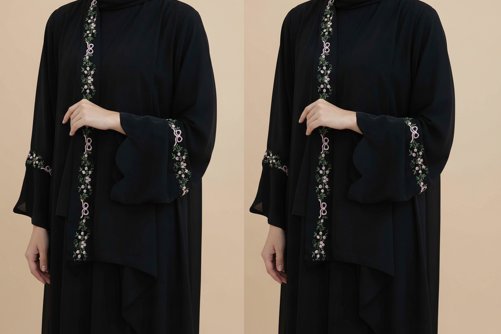 Riham Embroidered Open Abaya Set - Try Modest Limited 