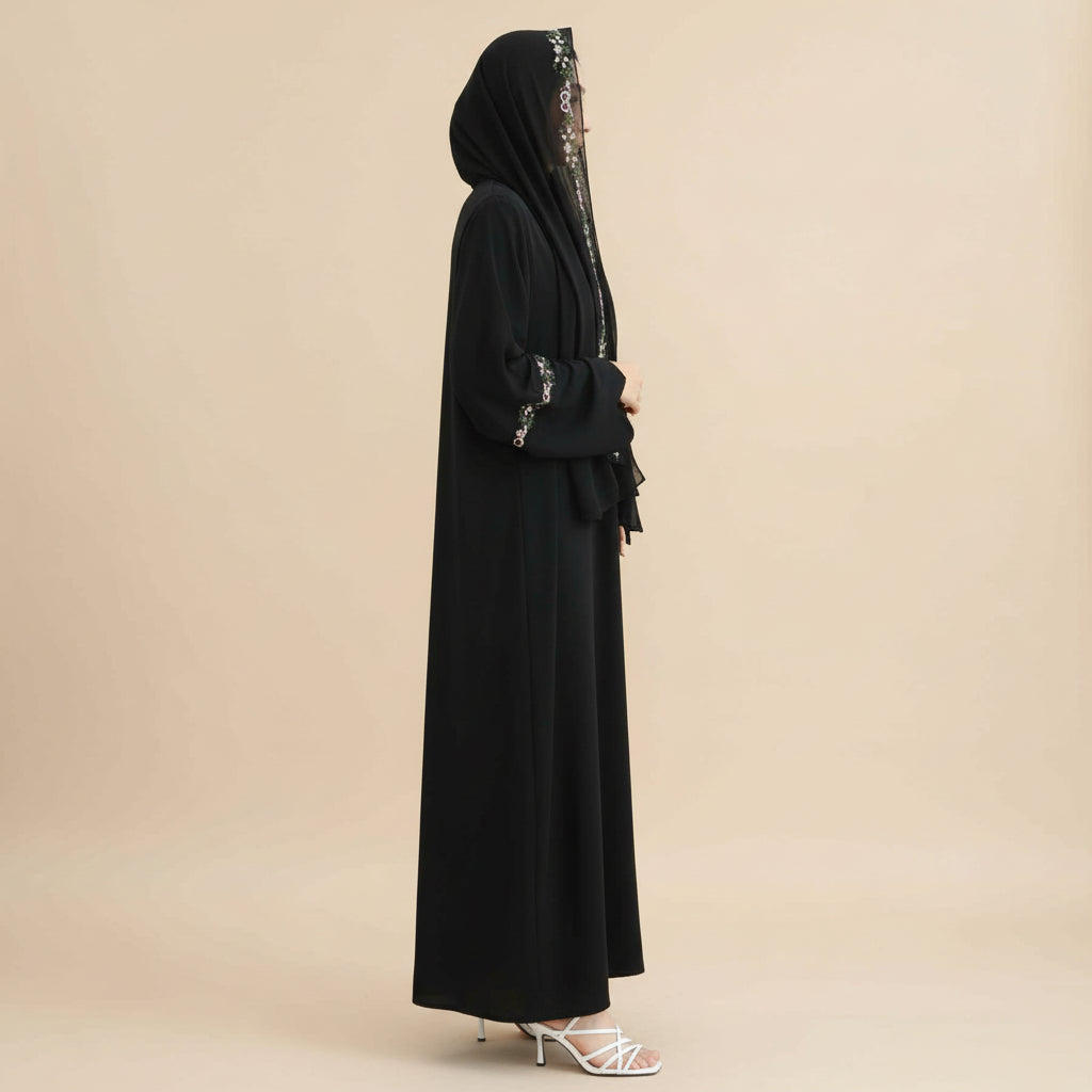 Riham Embroidered Open Abaya Set