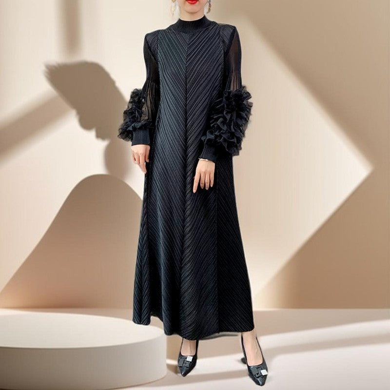 Round neck maxi pleated dress - Try Modest Limited