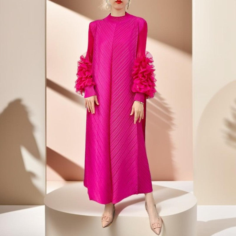 Round neck maxi pleated dress - Try Modest Limited