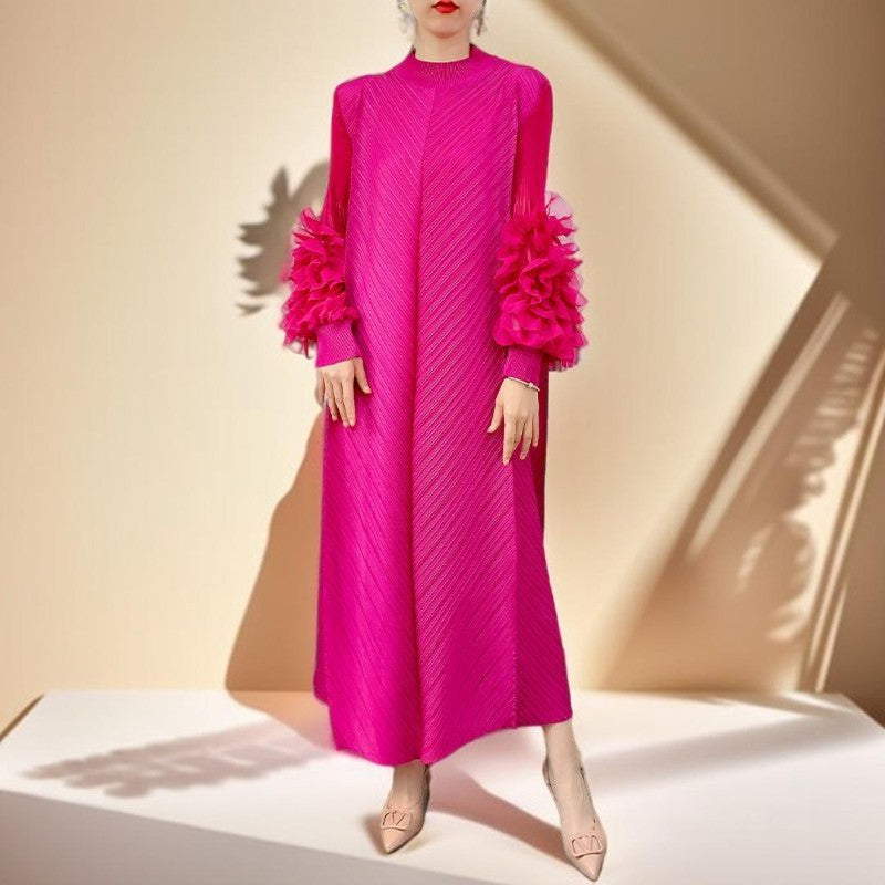 Round neck maxi pleated dress - Try Modest Limited