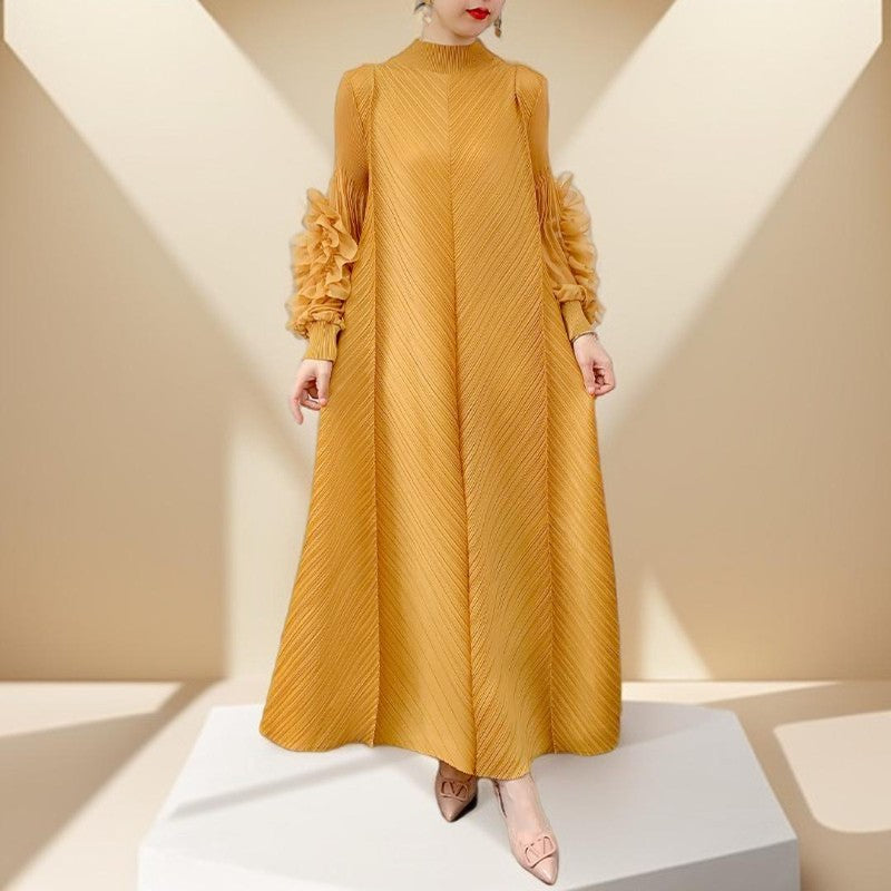 Round neck maxi pleated dress - Try Modest Limited