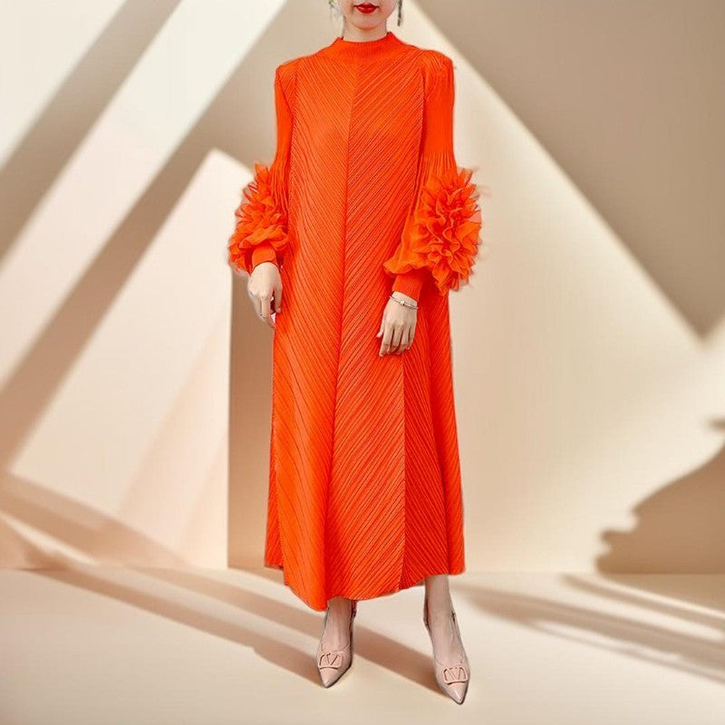 Round neck maxi pleated dress - Try Modest Limited