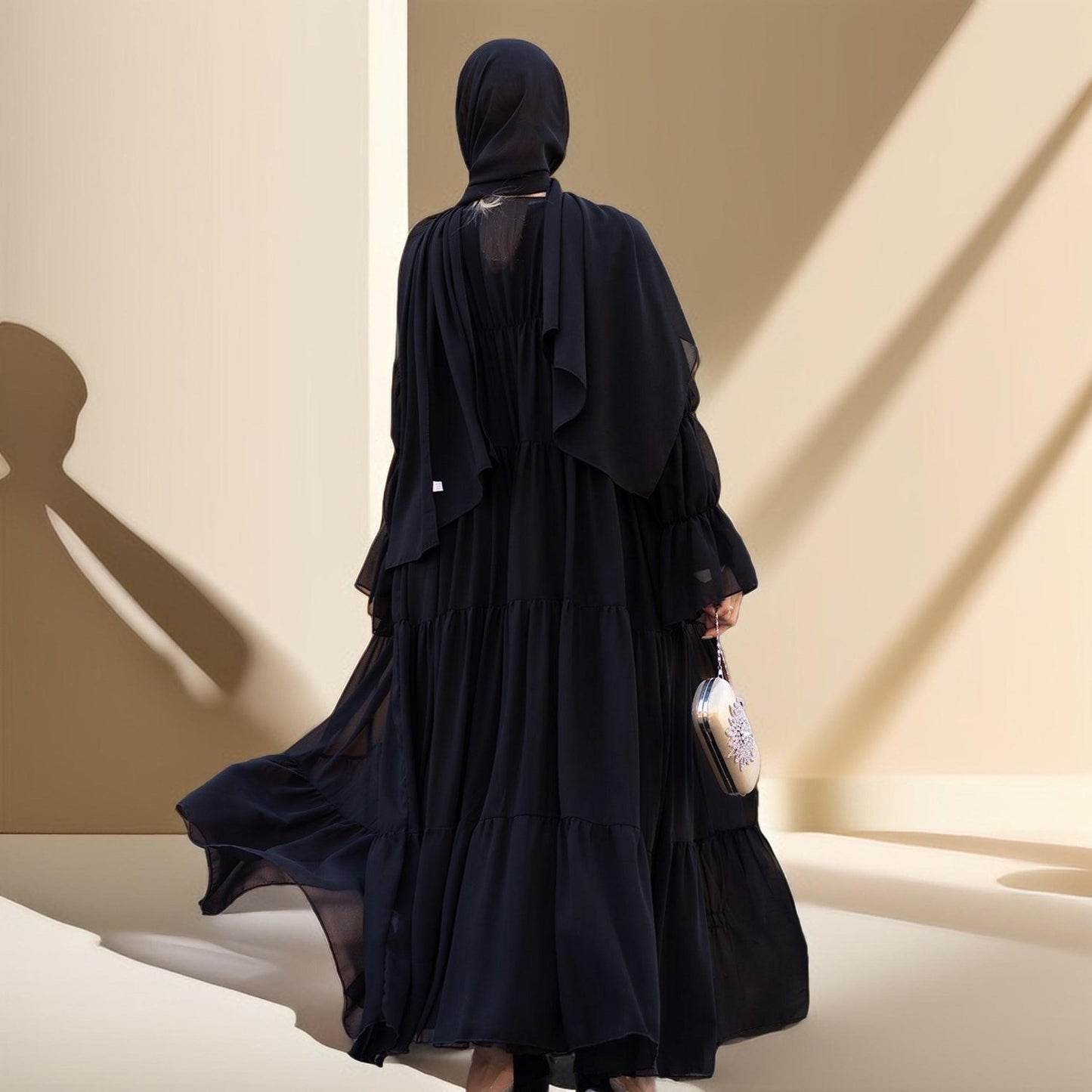 Ruffles abaya throw over - Try Modest Limited 