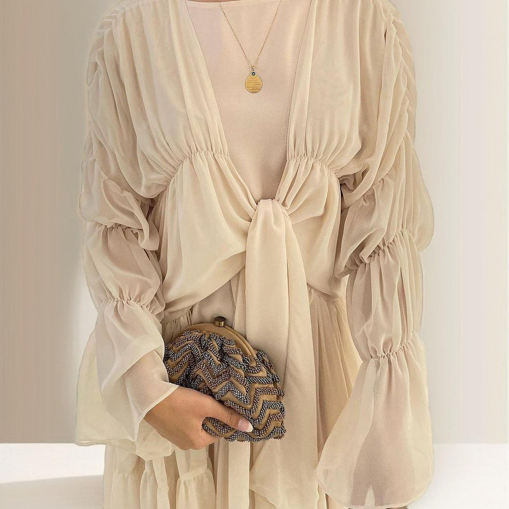 Ruffles abaya throw over - Try Modest Limited