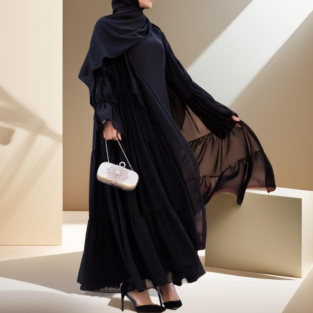 Ruffles abaya throw over - Try Modest Limited