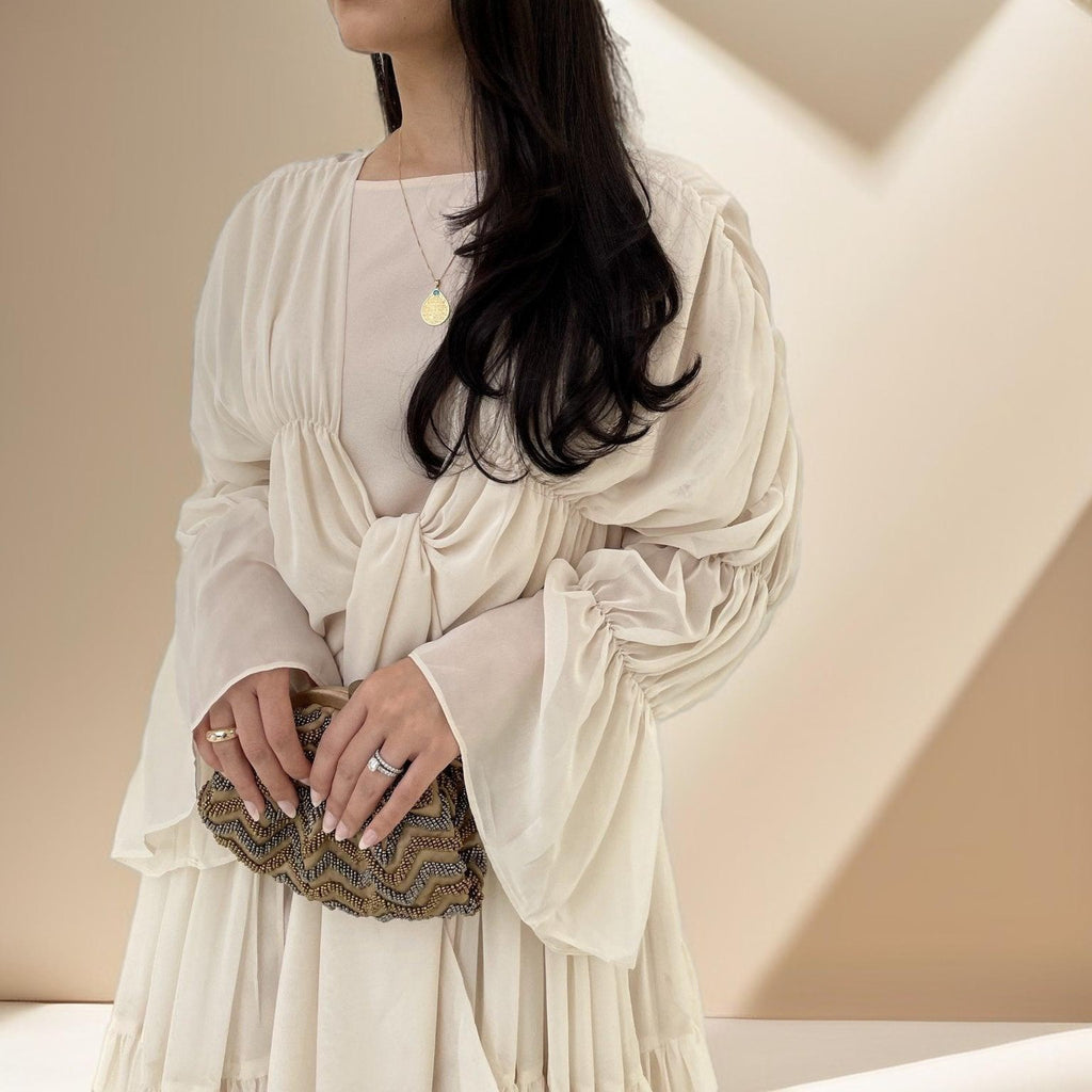 Ruffles abaya throw over - Try Modest Limited