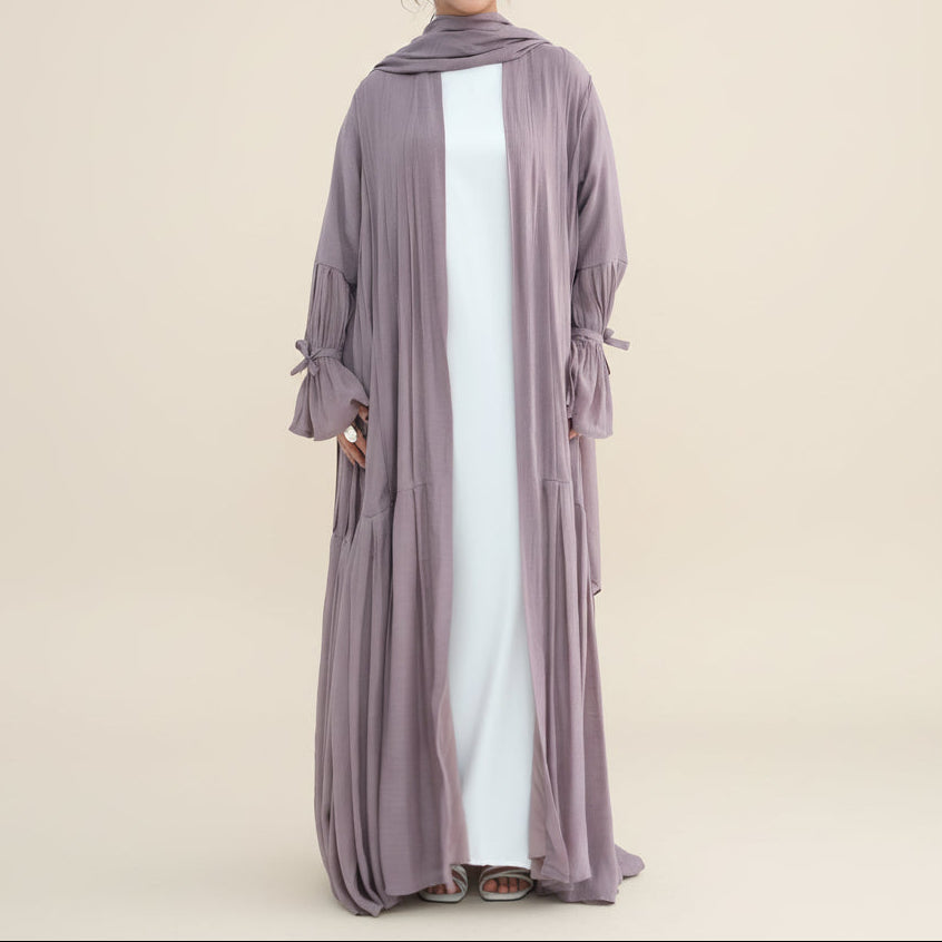 Rumi 2-Piece Evening Gown Set – Soft Breathable Open Front Abaya & Hijab