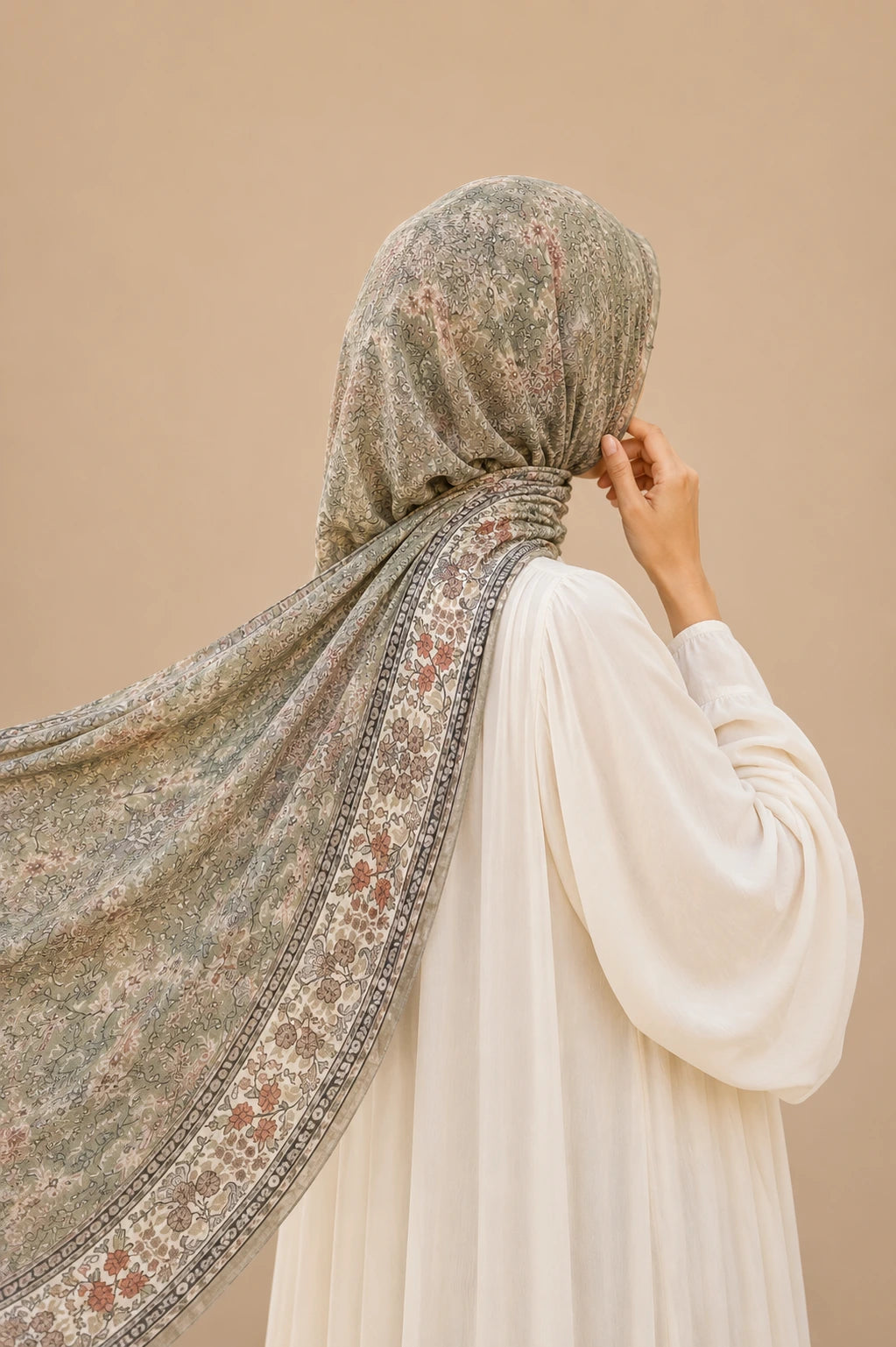 Sage Heritage Floral Modal Hijab