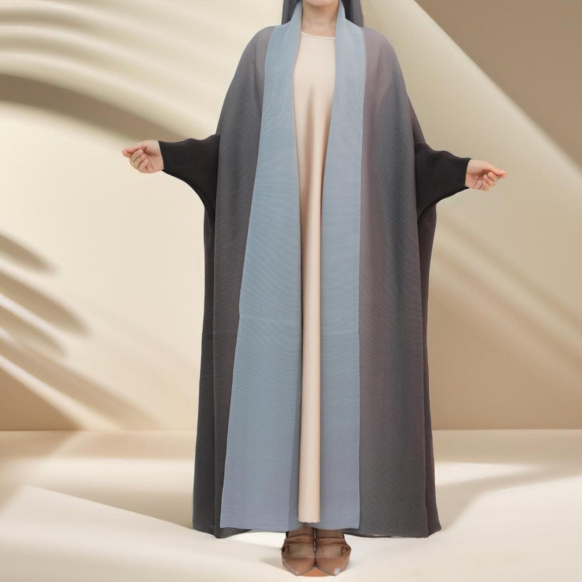 Sahara pleated open kimono abaya - Try Modest Limited