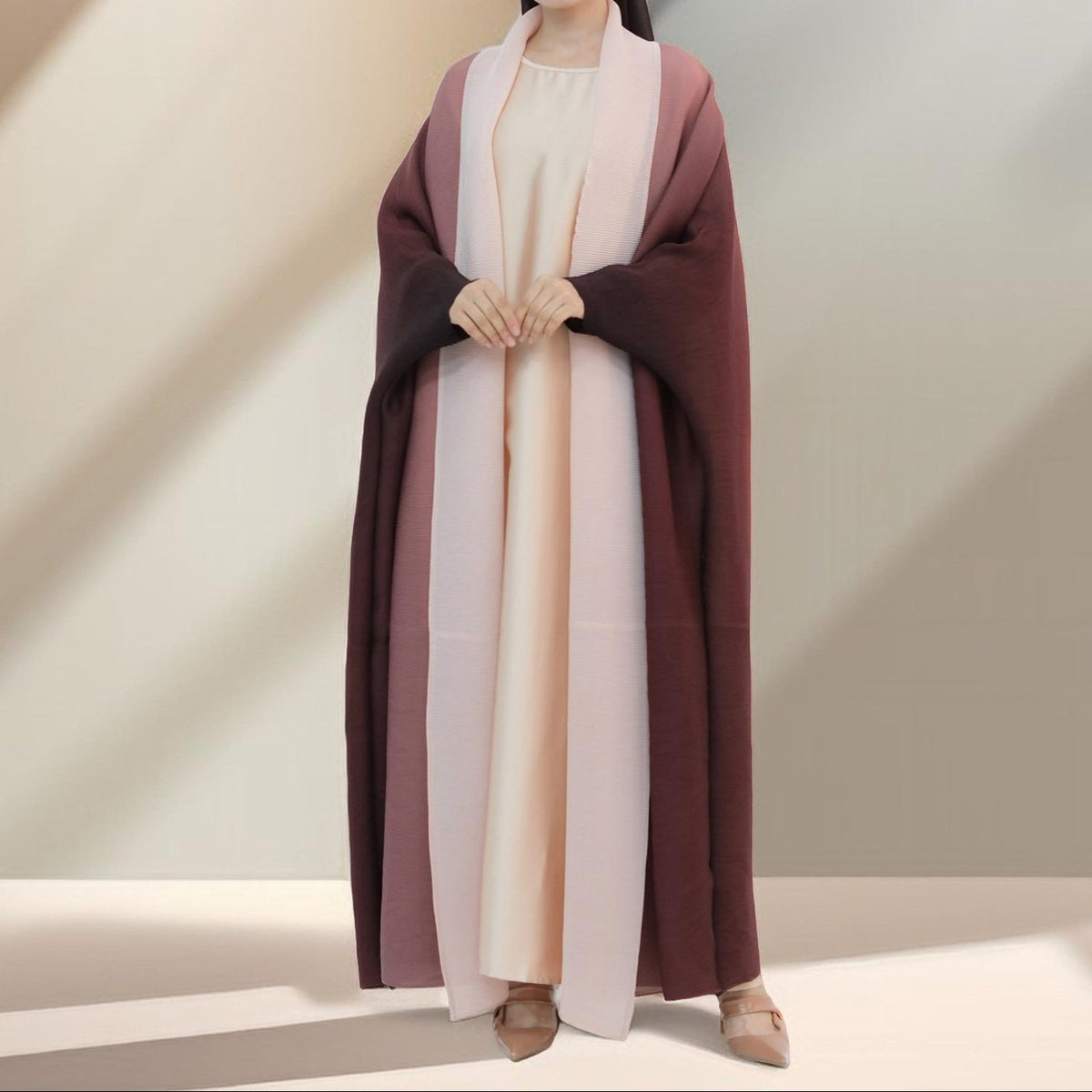 Sahara pleated open kimono abaya - Try Modest Limited