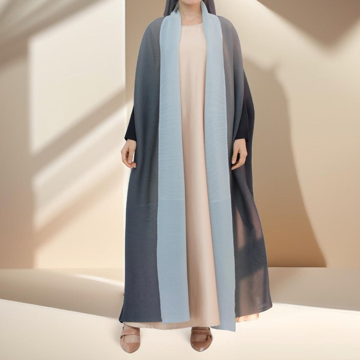 Sahara pleated open kimono abaya - Try Modest Limited