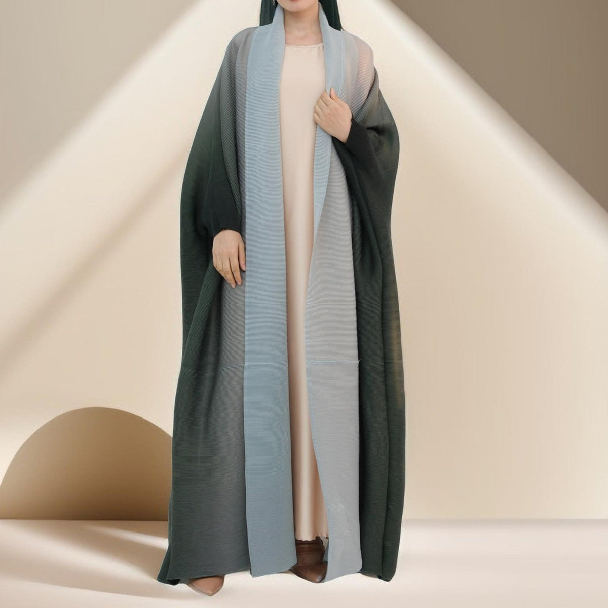 Sahara pleated open kimono abaya - Try Modest Limited